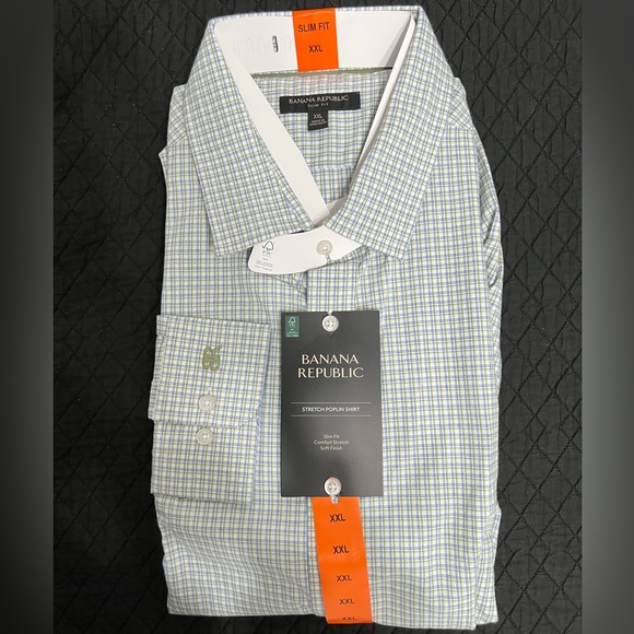 Banana Republic Men's Blue and White Plaid Shirt - Picture 1 of 5